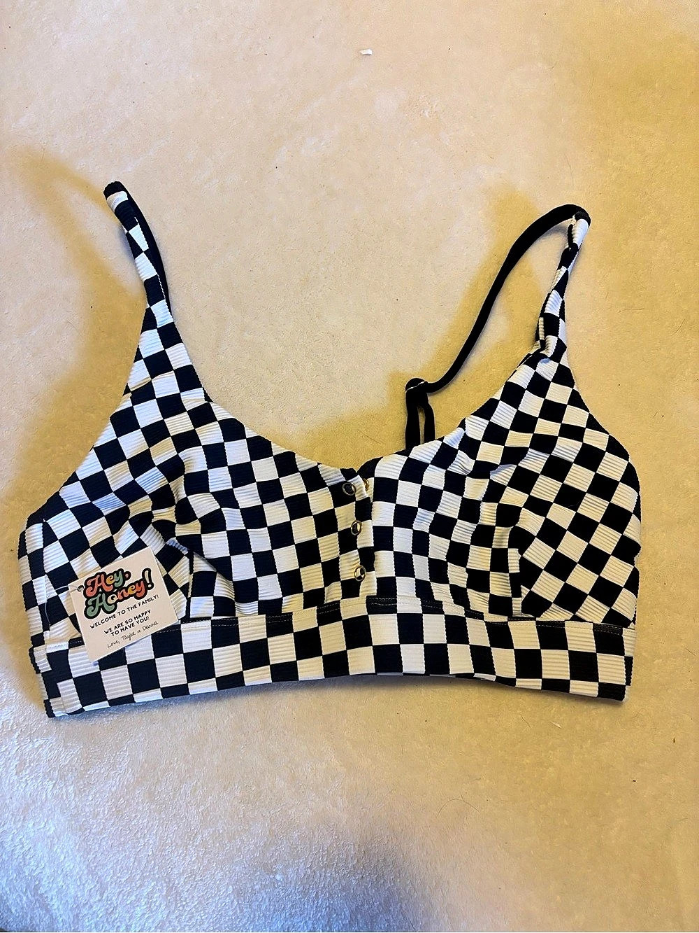 Salty Honey Checkered Crop Top in Black & White Size XL NWT